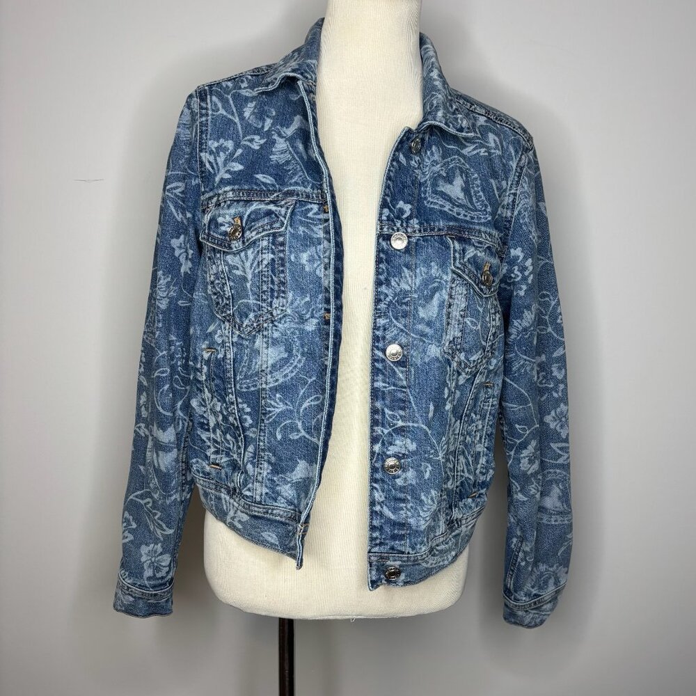 American Eagle - Blue Patterned Jean Jacket - image 1